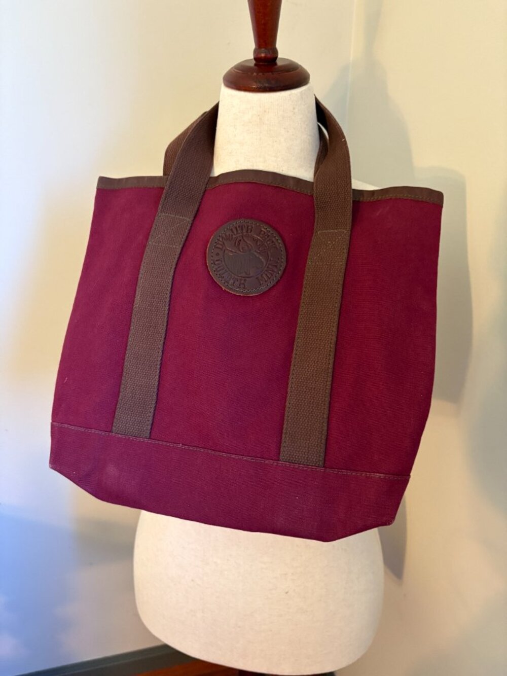 Vintage Duluth Pack Canvas Tote Bag Burgundy Maroon Brown USA 2006 - Picture 3 of 12